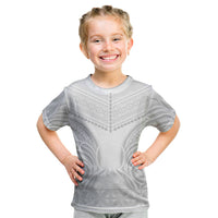 Niue White Sunday Kid T Shirt Aho Tapu Fanau Hiapo Pattern LT14 White - Polynesian Pride
