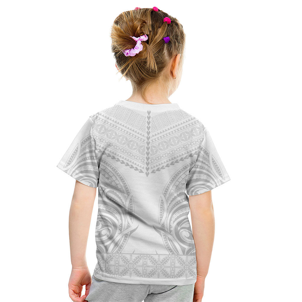 Niue White Sunday Kid T Shirt Aho Tapu Fanau Hiapo Pattern LT14 - Polynesian Pride