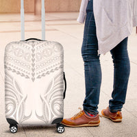 Niue White Sunday Luggage Cover Aho Tapu Fanau Hiapo Pattern LT14 White - Polynesian Pride