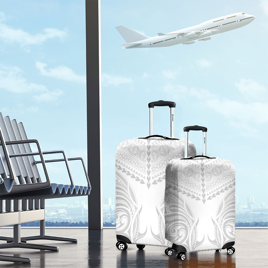 Niue White Sunday Luggage Cover Aho Tapu Fanau Hiapo Pattern LT14 - Polynesian Pride