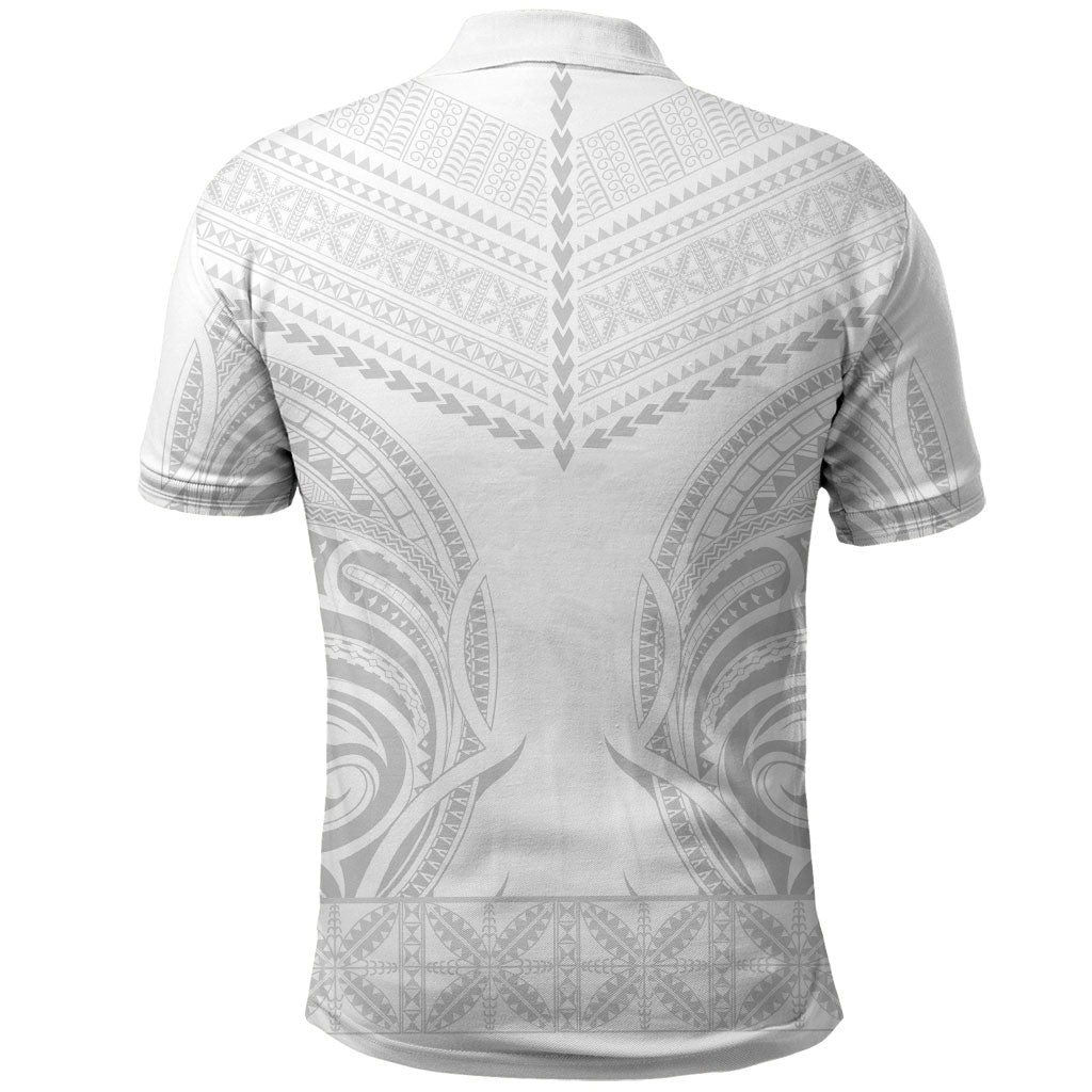 Niue White Sunday Polo Shirt Aho Tapu Fanau Hiapo Pattern LT14 - Polynesian Pride