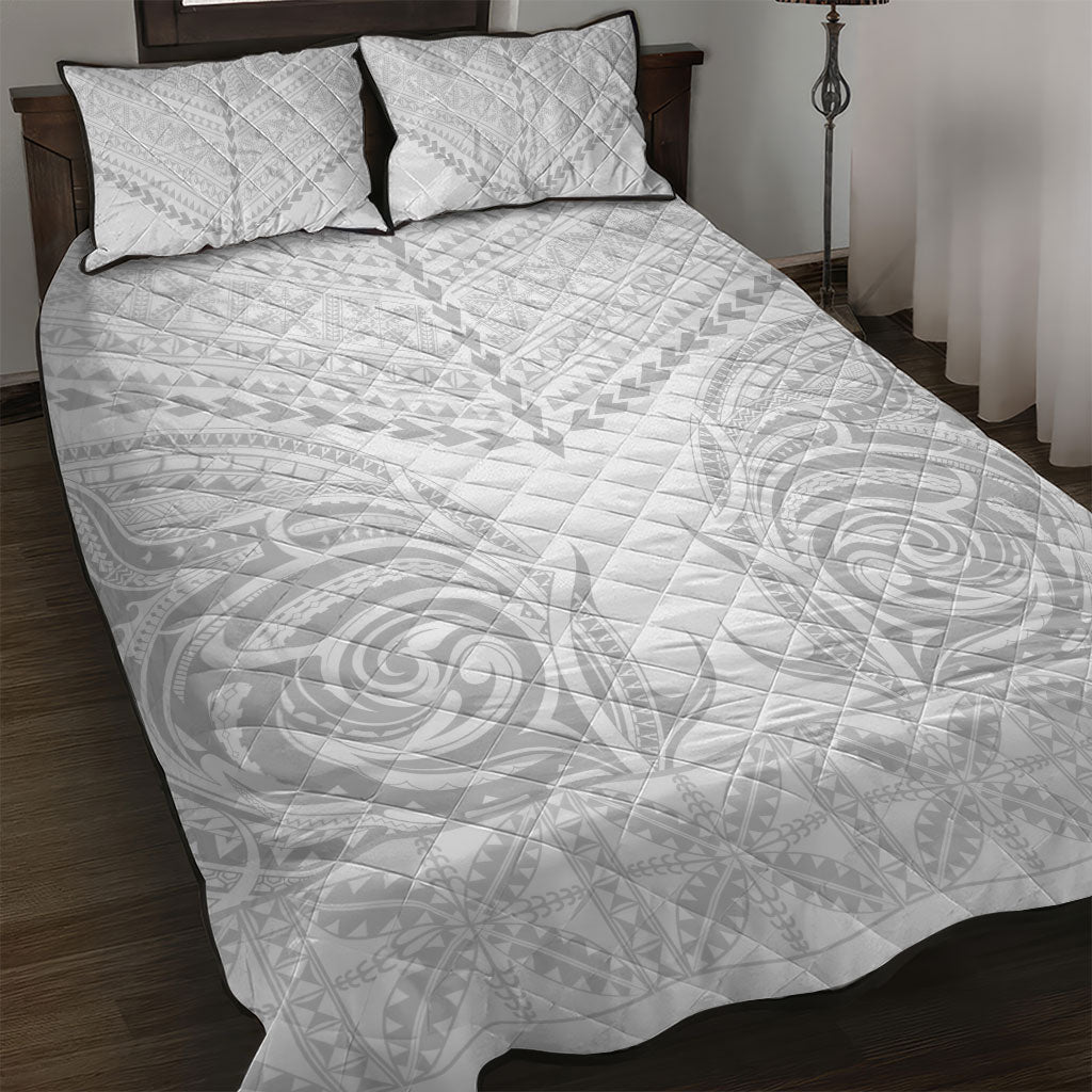 Niue White Sunday Quilt Bed Set Aho Tapu Fanau Hiapo Pattern LT14 White - Polynesian Pride