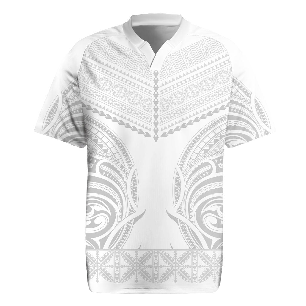 Niue White Sunday Rugby Jersey Aho Tapu Fanau Hiapo Pattern LT14 White - Polynesian Pride