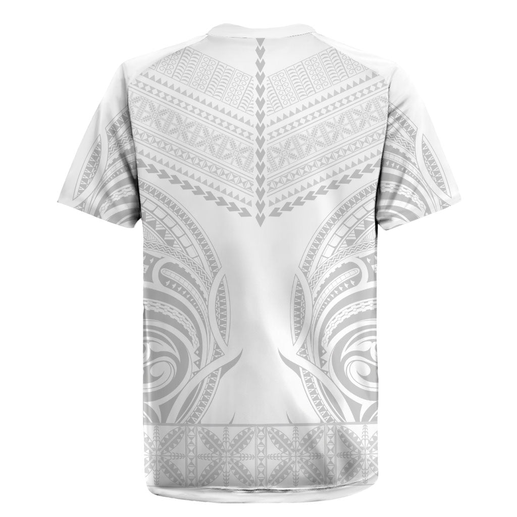 Niue White Sunday Rugby Jersey Aho Tapu Fanau Hiapo Pattern LT14 - Polynesian Pride