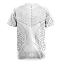 Niue White Sunday Rugby Jersey Aho Tapu Fanau Hiapo Pattern LT14 - Polynesian Pride