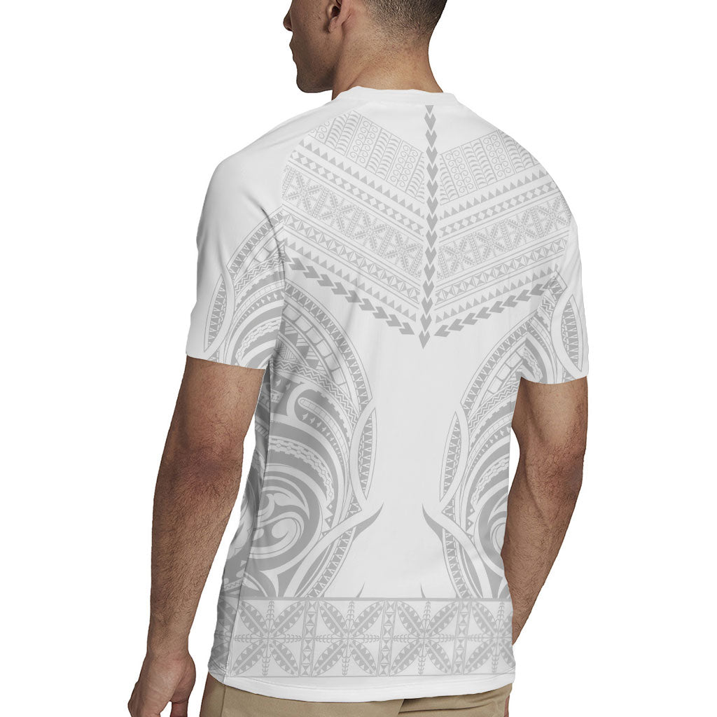 Niue White Sunday Rugby Jersey Aho Tapu Fanau Hiapo Pattern LT14 - Polynesian Pride