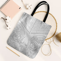 Niue White Sunday Tote Bag Aho Tapu Fanau Hiapo Pattern LT14 Black Strap One Size White - Polynesian Pride