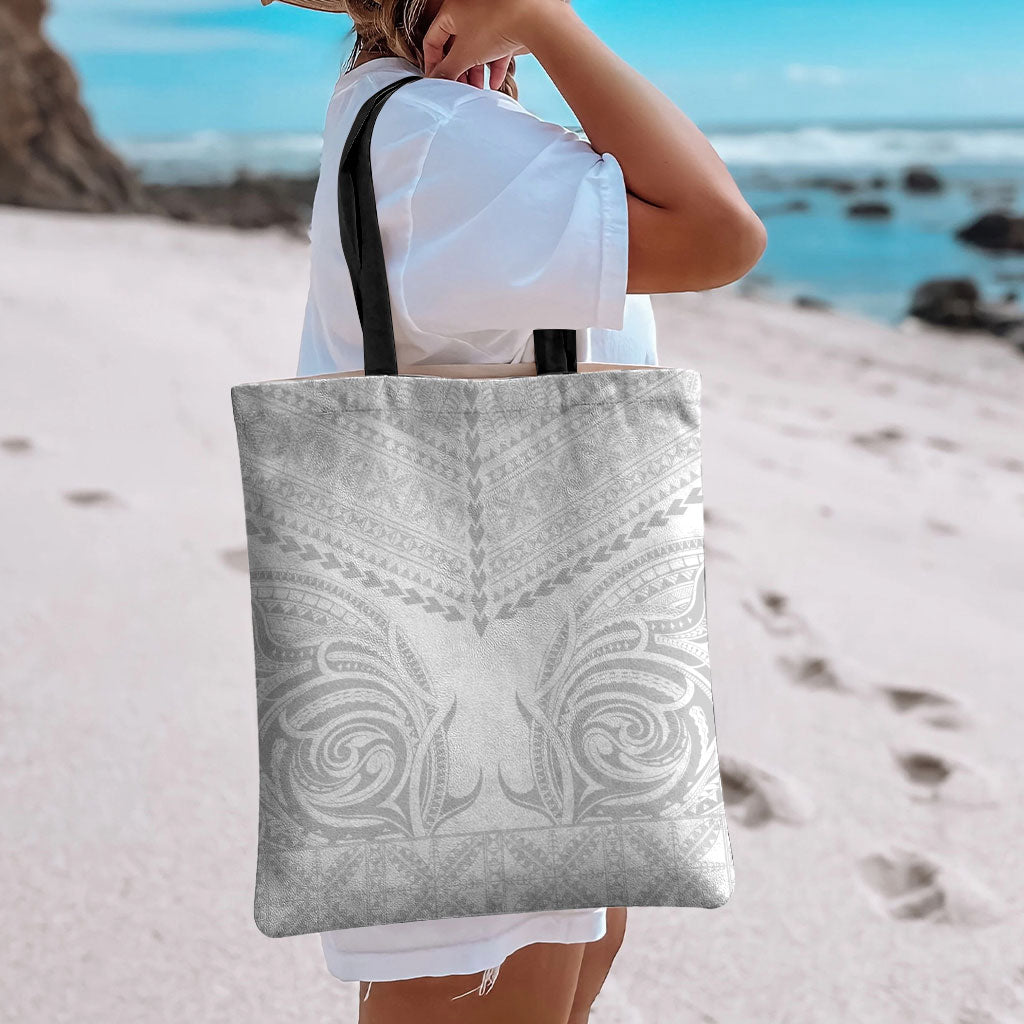 Niue White Sunday Tote Bag Aho Tapu Fanau Hiapo Pattern LT14 - Polynesian Pride