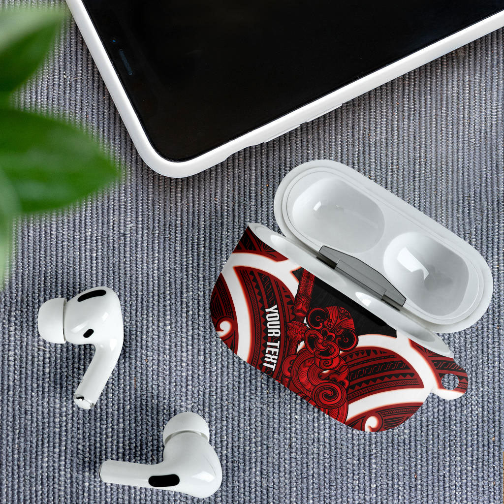 Whero Aotearoa Atua Tumatauenga Personalised AirPods Case Maori God Of War Tiki With Taiaha LT14 - Polynesian Pride