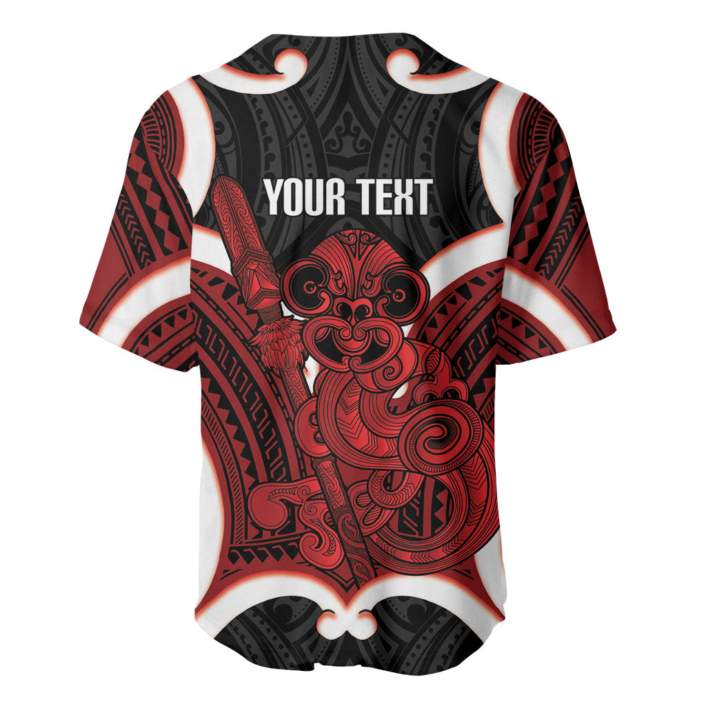 Whero Aotearoa Atua Tumatauenga Personalised Baseball Jersey Maori God Of War Tiki With Taiaha LT14 - Polynesian Pride