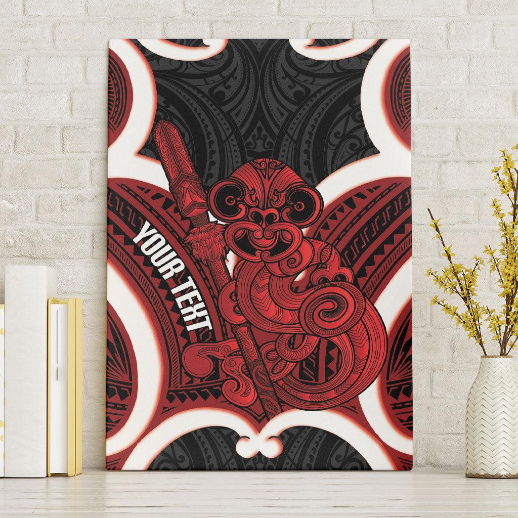 Whero Aotearoa Atua Tumatauenga Personalised Canvas Wall Art Maori God Of War Tiki With Taiaha LT14 Without Frame Red - Polynesian Pride