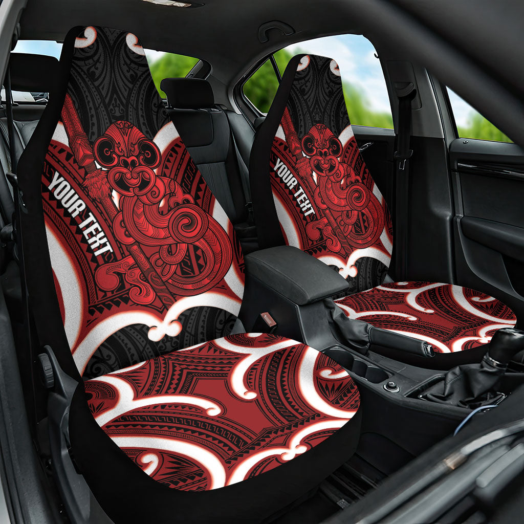 Whero Aotearoa Atua Tumatauenga Personalised Car Seat Cover Maori God Of War Tiki With Taiaha LT14 One Size Red - Polynesian Pride