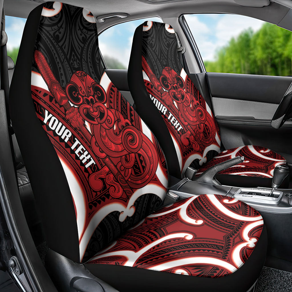 Whero Aotearoa Atua Tumatauenga Personalised Car Seat Cover Maori God Of War Tiki With Taiaha LT14 - Polynesian Pride