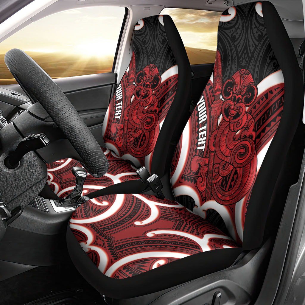 Whero Aotearoa Atua Tumatauenga Personalised Car Seat Cover Maori God Of War Tiki With Taiaha LT14 - Polynesian Pride