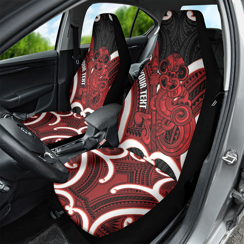 Whero Aotearoa Atua Tumatauenga Personalised Car Seat Cover Maori God Of War Tiki With Taiaha LT14 - Polynesian Pride