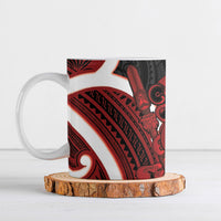 Whero Aotearoa Atua Tumatauenga Ceramic Mug Maori God Of War Tiki With Taiaha LT14 Red - Polynesian Pride