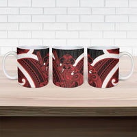 Whero Aotearoa Atua Tumatauenga Ceramic Mug Maori God Of War Tiki With Taiaha LT14 - Polynesian Pride
