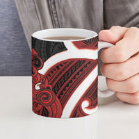 Whero Aotearoa Atua Tumatauenga Ceramic Mug Maori God Of War Tiki With Taiaha LT14 - Polynesian Pride