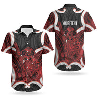 Whero Aotearoa Atua Tumatauenga Personalised Couples Matching Puletasi and Hawaiian Shirt Maori God Of War Tiki With Taiaha LT14 - Polynesian Pride