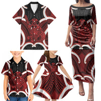 Whero Aotearoa Atua Tumatauenga Personalised Family Matching Puletasi and Hawaiian Shirt Maori God Of War Tiki With Taiaha LT14 - Polynesian Pride