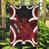 Whero Aotearoa Atua Tumatauenga Personalised Garden Flag Maori God Of War Tiki With Taiaha LT14 Garden Flag Red - Polynesian Pride