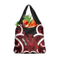 Whero Aotearoa Atua Tumatauenga Personalised Grocery Bag Maori God Of War Tiki With Taiaha LT14 1-pack One Size Red - Polynesian Pride