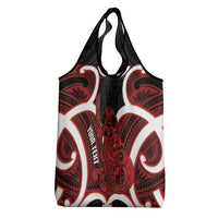 Whero Aotearoa Atua Tumatauenga Personalised Grocery Bag Maori God Of War Tiki With Taiaha LT14 - Polynesian Pride