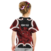 Whero Aotearoa Atua Tumatauenga Personalised Kid T Shirt Maori God Of War Tiki With Taiaha LT14 - Polynesian Pride