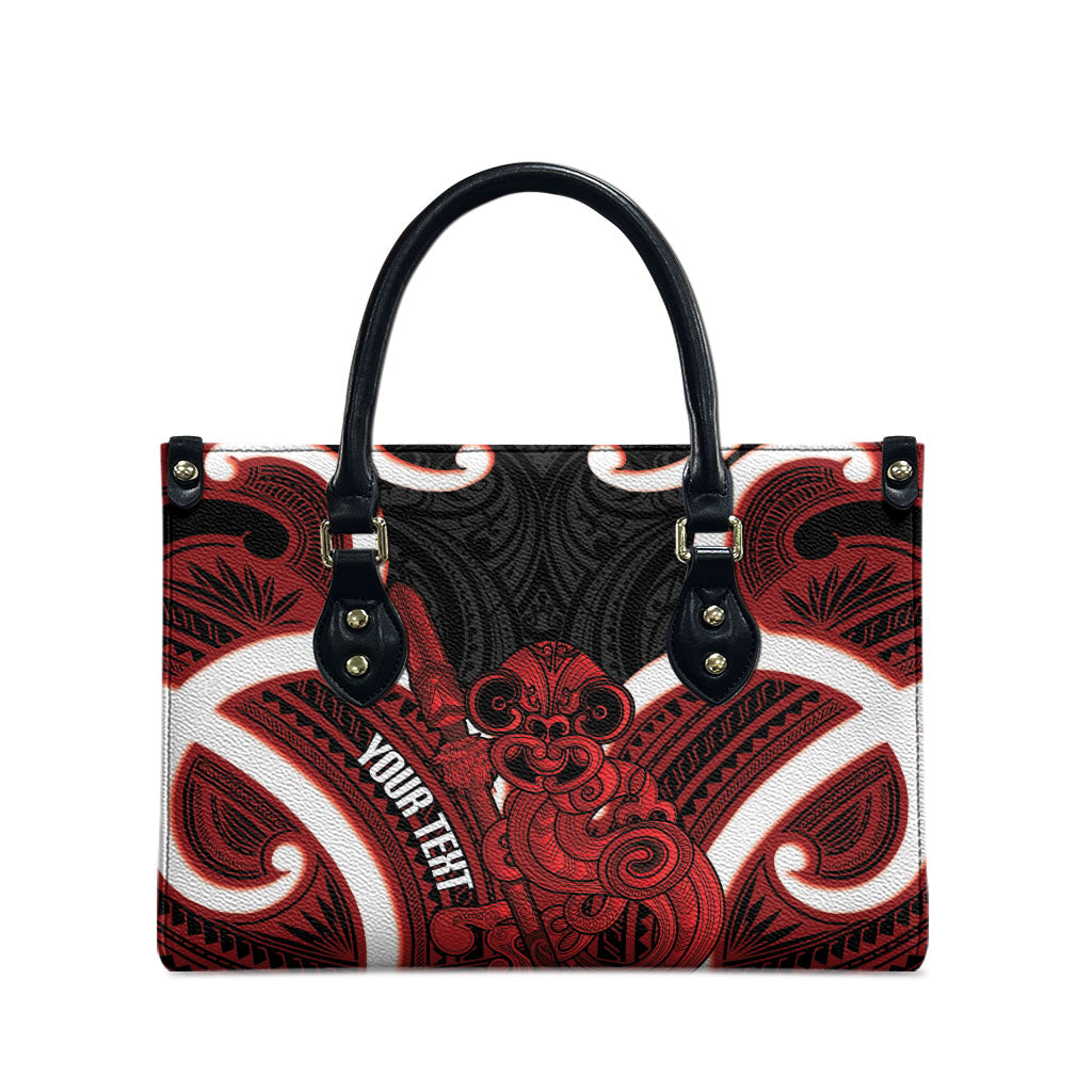 Whero Aotearoa Atua Tumatauenga Personalised Leather Bag Maori God Of War Tiki With Taiaha LT14 - Polynesian Pride