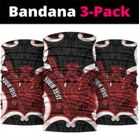 Whero Aotearoa Atua Tumatauenga Personalised Neck Gaiter Maori God Of War Tiki With Taiaha LT14 package One Size: 25*50cm Red - Polynesian Pride