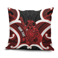 Whero Aotearoa Atua Tumatauenga Personalised Pillow Cover Maori God Of War Tiki With Taiaha LT14 Red - Polynesian Pride