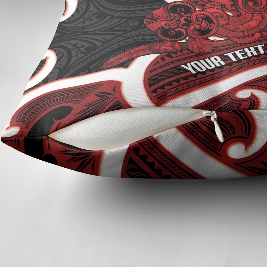 Whero Aotearoa Atua Tumatauenga Personalised Pillow Cover Maori God Of War Tiki With Taiaha LT14 - Polynesian Pride