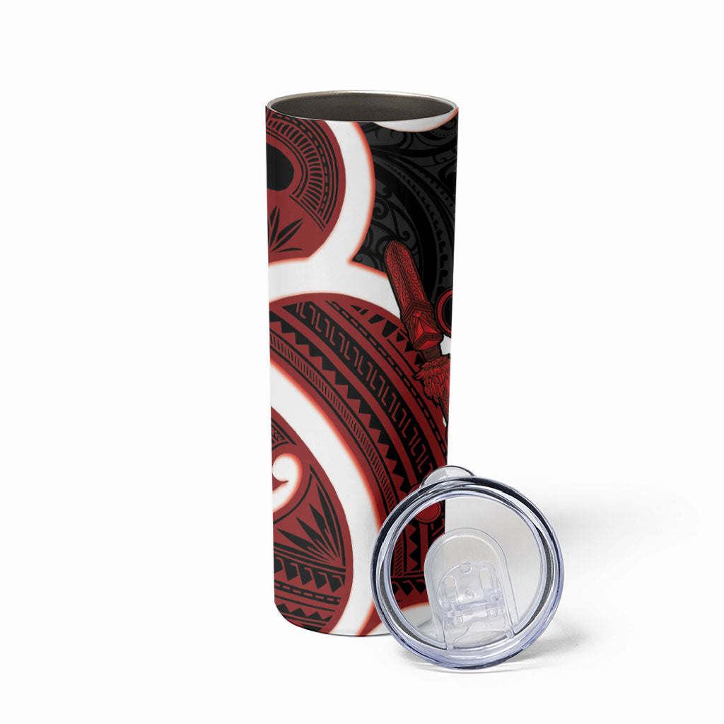 Whero Aotearoa Atua Tumatauenga Skinny Tumbler Maori God Of War Tiki With Taiaha LT14 - Polynesian Pride