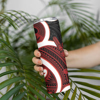 Whero Aotearoa Atua Tumatauenga Skinny Tumbler Maori God Of War Tiki With Taiaha LT14 - Polynesian Pride