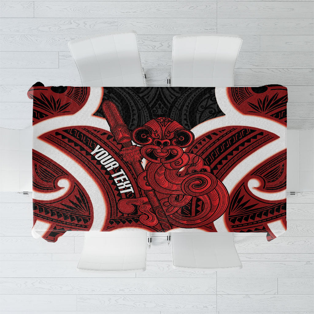 Whero Aotearoa Atua Tumatauenga Personalised Tablecloth Maori God Of War Tiki With Taiaha LT14 Red - Polynesian Pride
