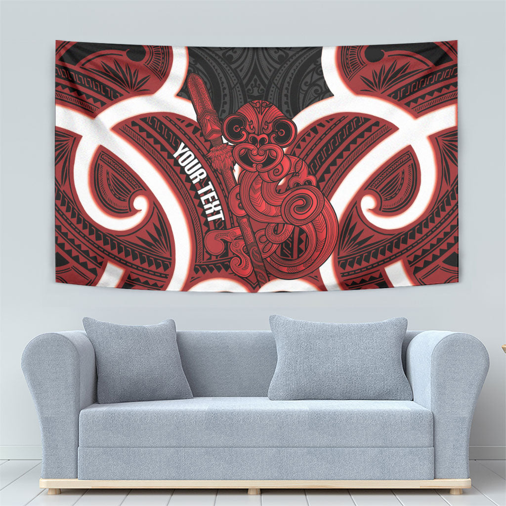 Whero Aotearoa Atua Tumatauenga Personalised Tapestry Maori God Of War Tiki With Taiaha LT14 - Polynesian Pride