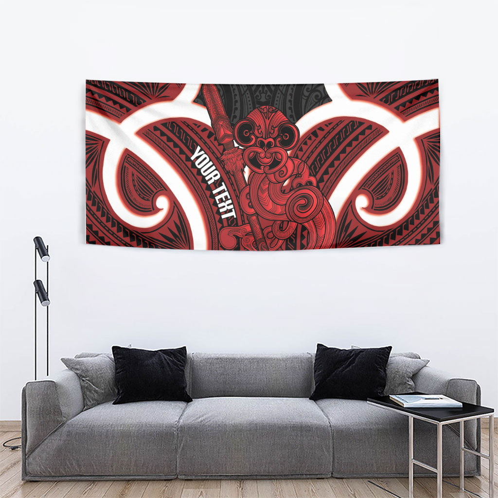 Whero Aotearoa Atua Tumatauenga Personalised Tapestry Maori God Of War Tiki With Taiaha LT14 - Polynesian Pride