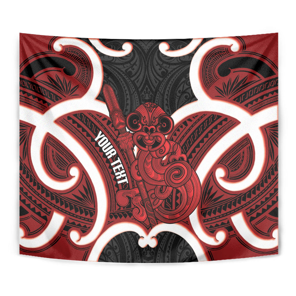 Whero Aotearoa Atua Tumatauenga Personalised Tapestry Maori God Of War Tiki With Taiaha LT14 - Polynesian Pride