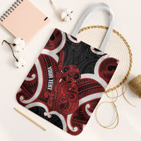 Whero Aotearoa Atua Tumatauenga Personalised Tote Bag Maori God Of War Tiki With Taiaha LT14 White Strap One Size Red - Polynesian Pride