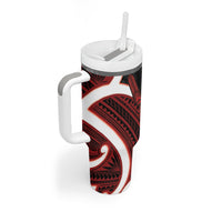 Whero Aotearoa Atua Tumatauenga Tumbler With Handle Maori God Of War Tiki With Taiaha LT14 - Polynesian Pride