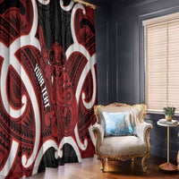 Whero Aotearoa Atua Tumatauenga Personalised Window Curtain Maori God Of War Tiki With Taiaha LT14 - Polynesian Pride