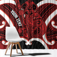 Whero Aotearoa Atua Tumatauenga Personalised Window Curtain Maori God Of War Tiki With Taiaha LT14 - Polynesian Pride