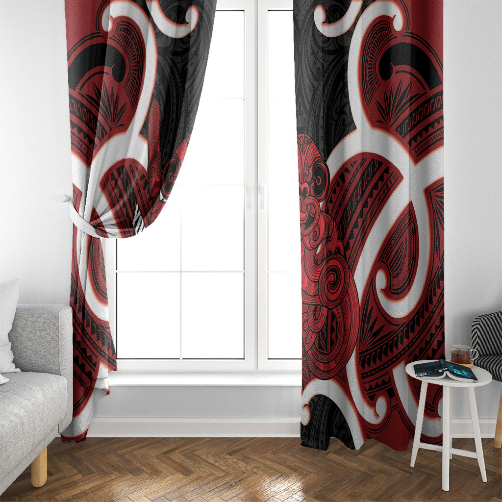 Whero Aotearoa Atua Tumatauenga Personalised Window Curtain Maori God Of War Tiki With Taiaha LT14 - Polynesian Pride