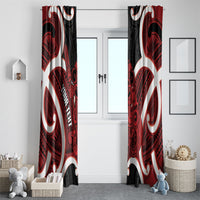 Whero Aotearoa Atua Tumatauenga Personalised Window Curtain Maori God Of War Tiki With Taiaha LT14 - Polynesian Pride