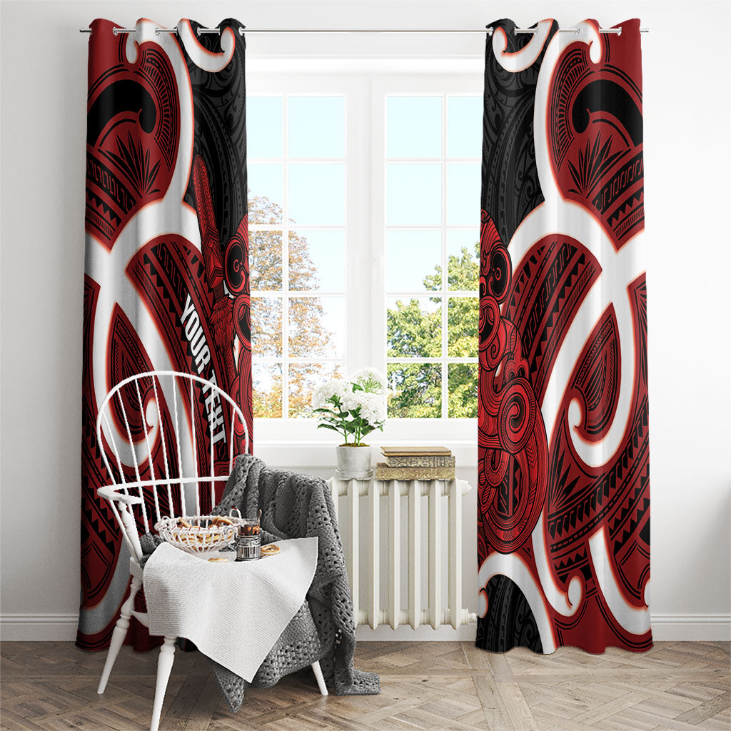 Whero Aotearoa Atua Tumatauenga Personalised Window Curtain Maori God Of War Tiki With Taiaha LT14 - Polynesian Pride