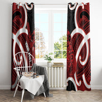 Whero Aotearoa Atua Tumatauenga Personalised Window Curtain Maori God Of War Tiki With Taiaha LT14 - Polynesian Pride