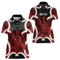 Whero Aotearoa Atua Tumatauenga Personalised Women Polo Shirt Maori God Of War Tiki With Taiaha LT14 - Polynesian Pride