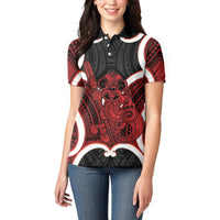 Whero Aotearoa Atua Tumatauenga Personalised Women Polo Shirt Maori God Of War Tiki With Taiaha LT14 - Polynesian Pride