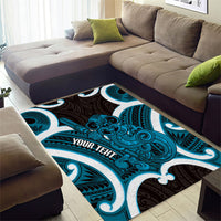 Kikorangi Aotearoa Atua Tumatauenga Personalised Area Rug Maori God Of War Tiki With Taiaha LT14 - Polynesian Pride
