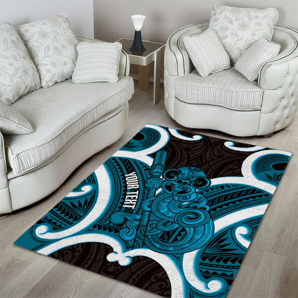 Kikorangi Aotearoa Atua Tumatauenga Personalised Area Rug Maori God Of War Tiki With Taiaha LT14 - Polynesian Pride
